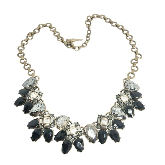 Chloe + Isabel Statement Necklace Black & Clear Gemstones On Gold-Tone Chain - Picture 6 of 10